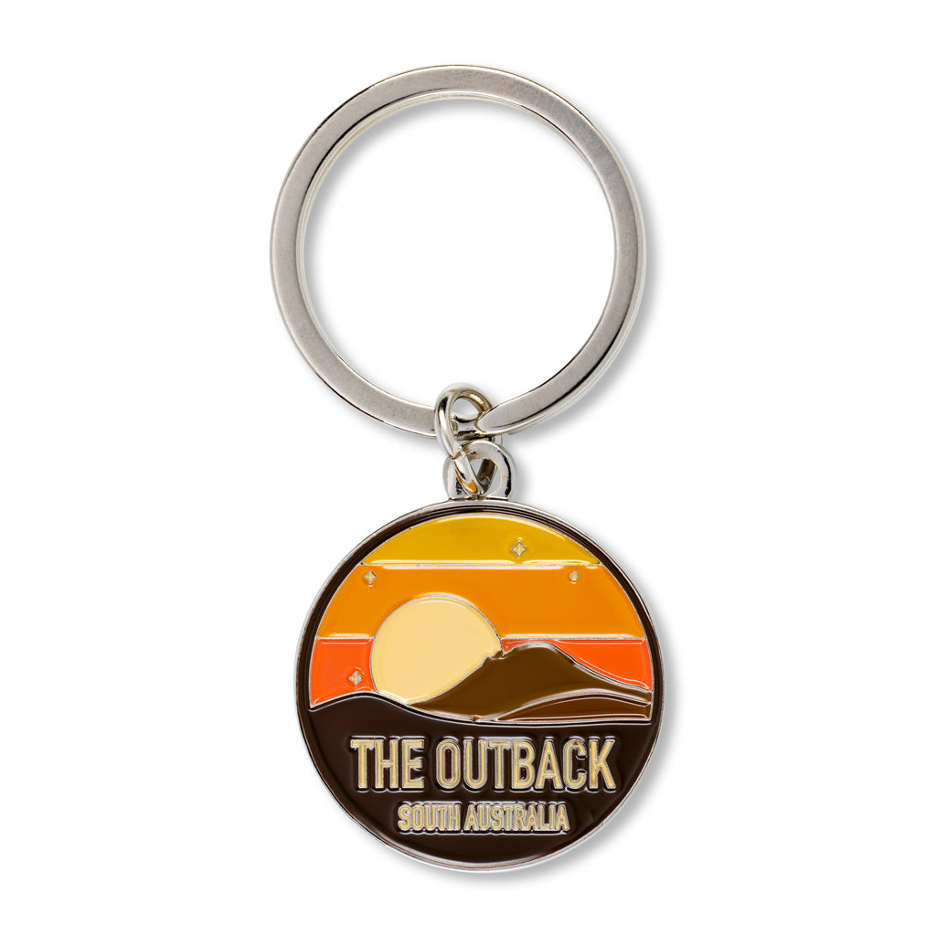 sunset key ring with text reading the outback south australia 